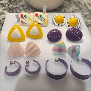 Vintage Colorful ’80s Post earrings/hoop/vintage.